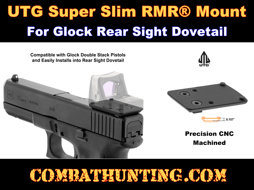 UTG Super Slim RMR Mount for Glock Rear Sight Dovetail style=