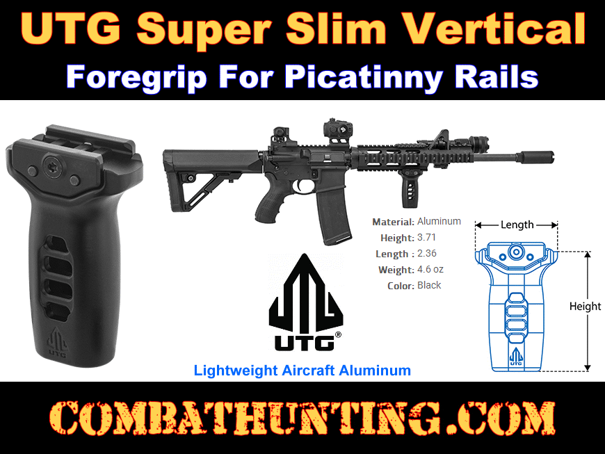 UTG Super Slim Vertical Foregrip Picatinny style=