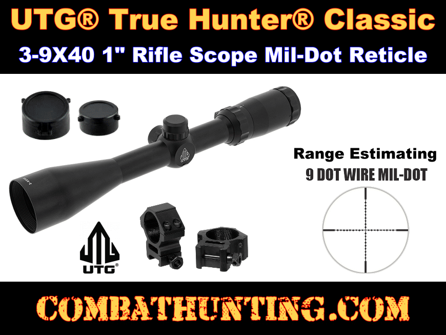 CVLIFE 3-9X40 Rifle Scope – Mil-Dot Reticle, Adjustable Objective – With Picatinny Mounts