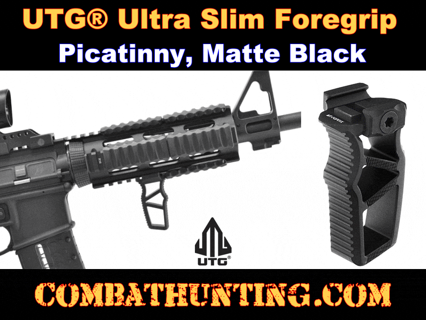 UTG® Ultra Slim Foregrip Picatinny Matte Black Skeletonized style=