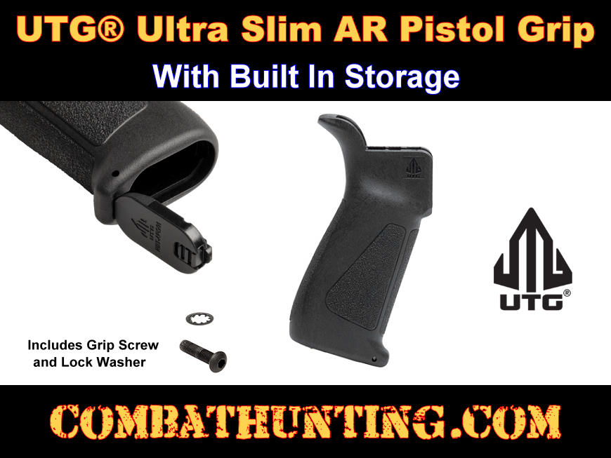 AR-15 Pistol Grip With Storage & Grip Screw Ultra Slim UTG style=