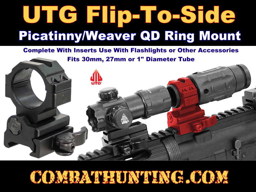UTG Flip to Side Magnifier Mount Picatinny/Weaver QD Ring Mount style=