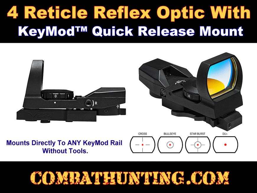 KeyMod Quick Release 4 Reticle Reflex Optic Sight style=