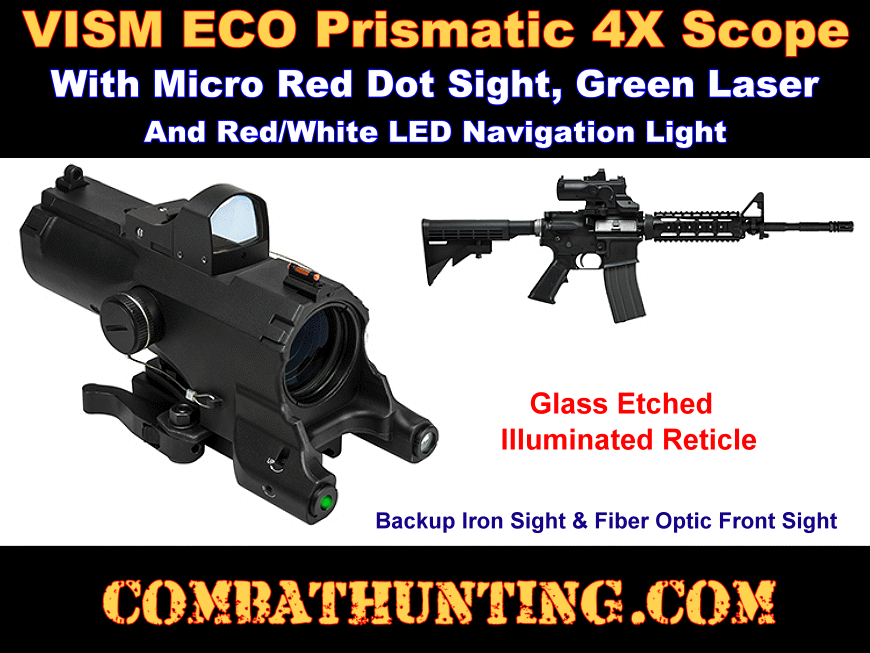 NcSTAR ECO 4X Scope With Laser & NAV LED Gn Micro Dot/Blk style=