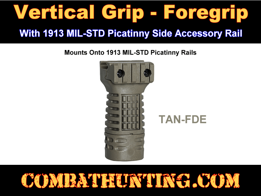 Vertical Grip Foregrip With Storage Tan/FDE style=