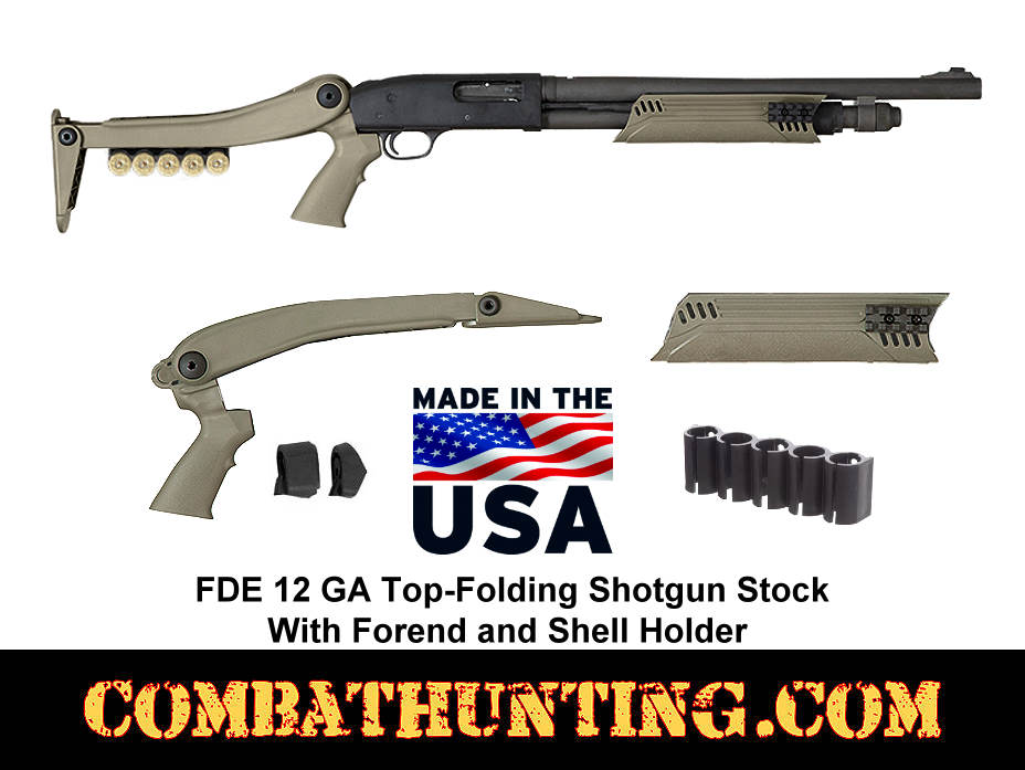 FDE Winchester 1200/1300/SXP Top Folding Stock, Forend with Shell Holder