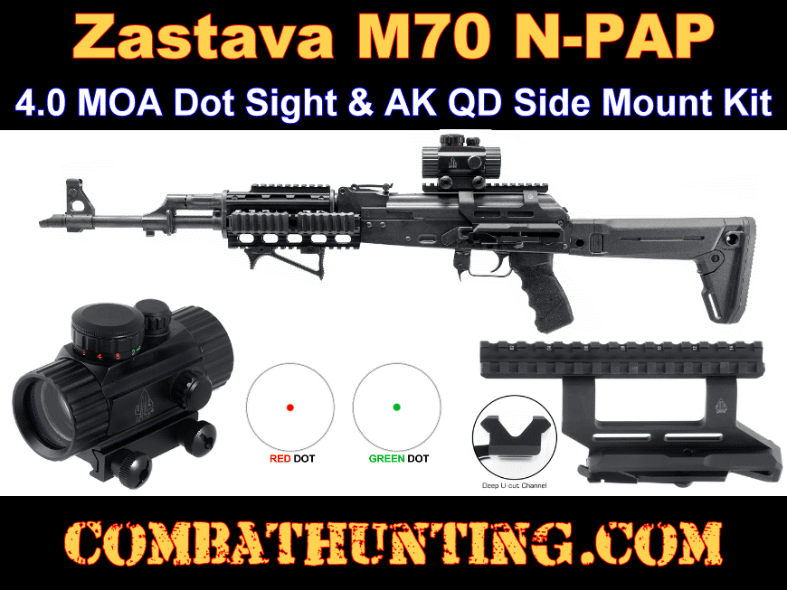 Zastava M70 N-PAP Scope Mount & 4.0 MOA Dot Electronic Dot Sight Kit style=