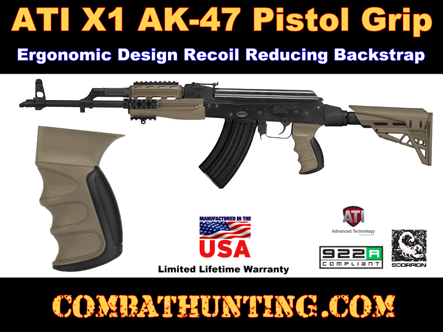 ATI AK-47 Pistol Grip X1 Recoil Reducing Grip FDE style=