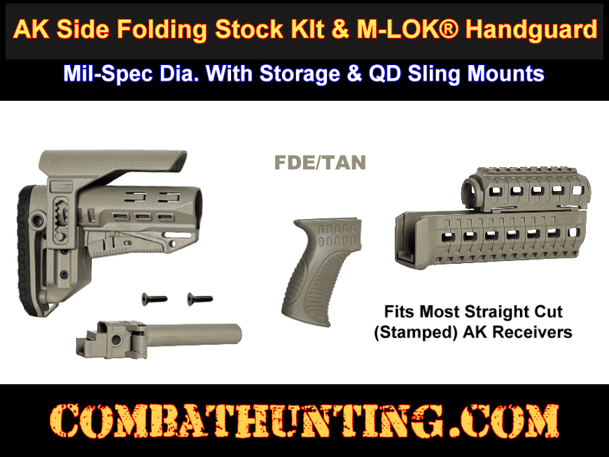 AK-47 74 Tactical Package Side Folding Stock Kit With M-LOK Handguard FDE/Tan style=