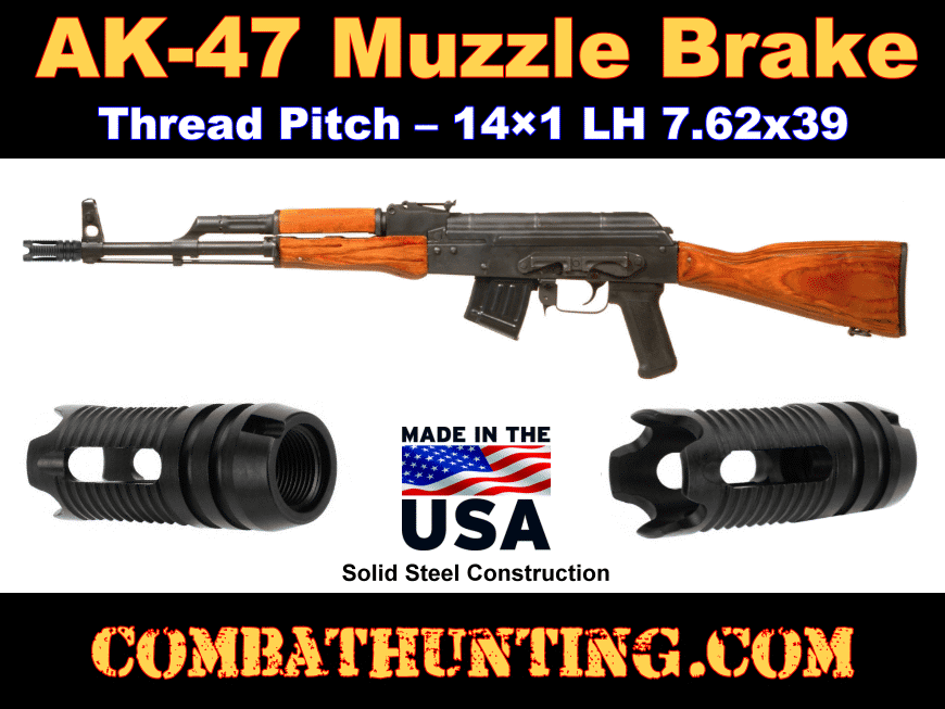 AK-47 Muzzle Brake 14x10 LH Thread 7.62X39 style=