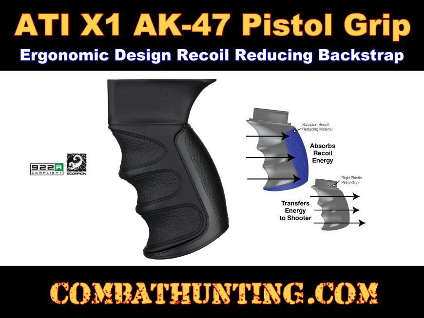 ATI AK-47 X1 Recoil Reducing Pistol Grip Black style=