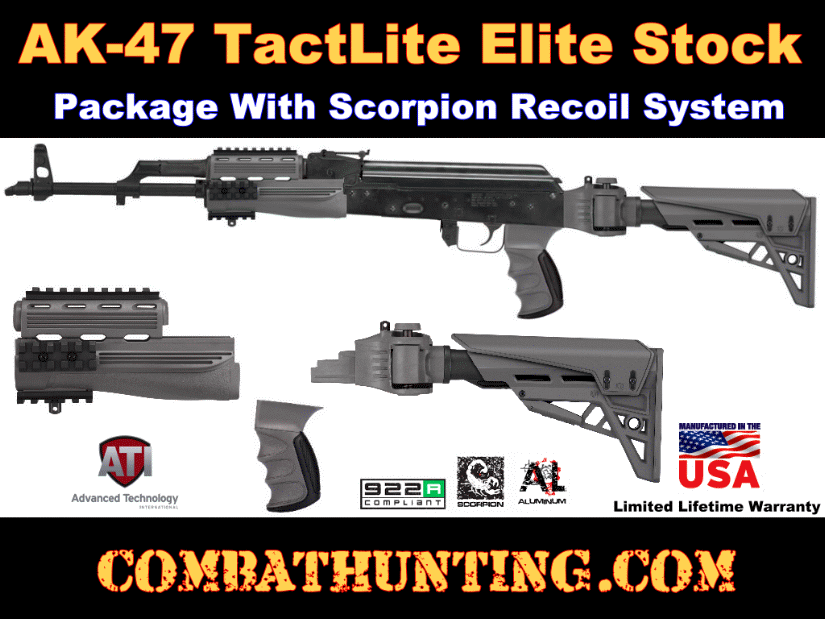 B 2 40 1250 Gray Ak 47 Tactlite Stock Package With Scorpion Recoil