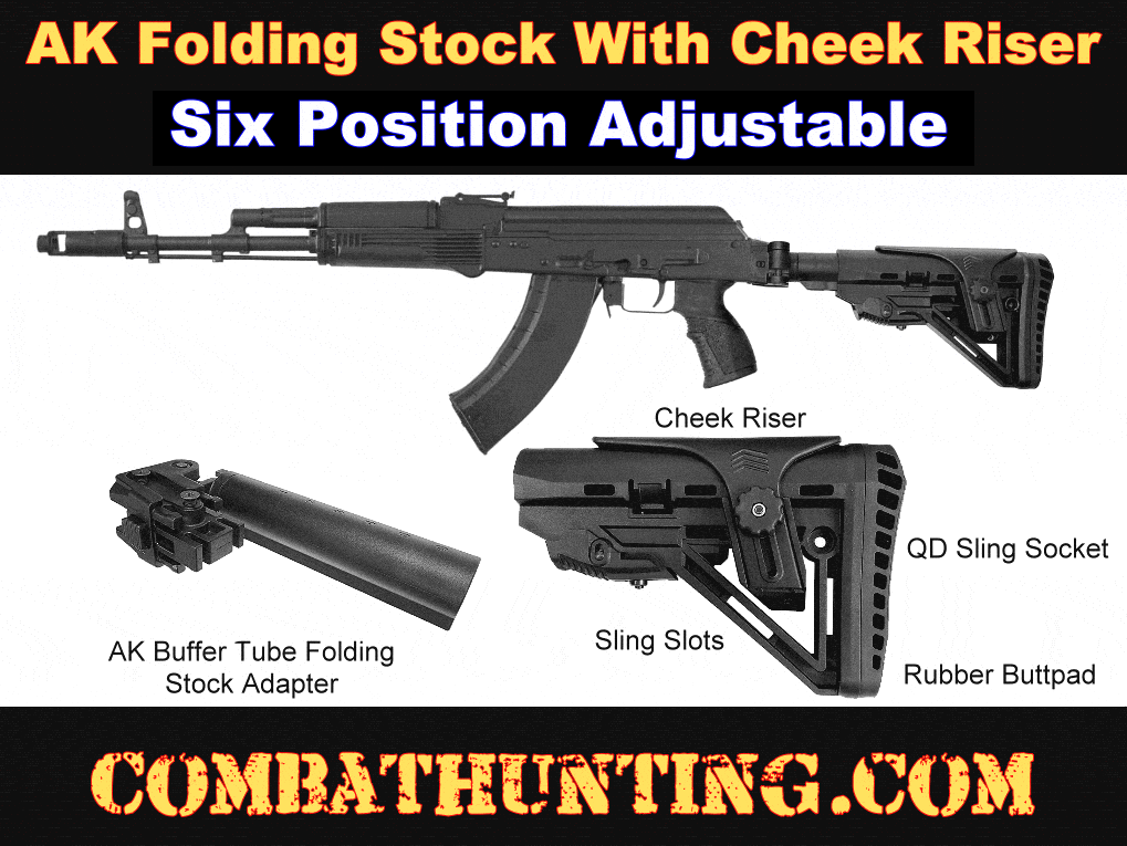 AK-47 Folding Stock With Cheek Rest Adjustable Side Folding style=