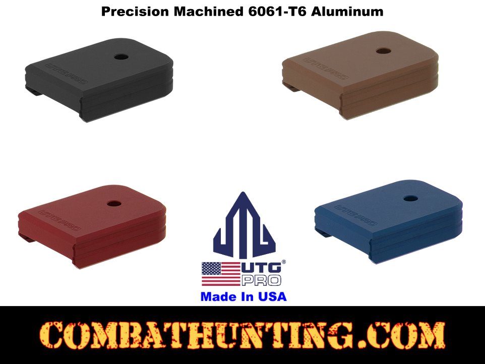 UTG PRO +0 Base Pad Glock Large Frame Matte Black Aluminum style=