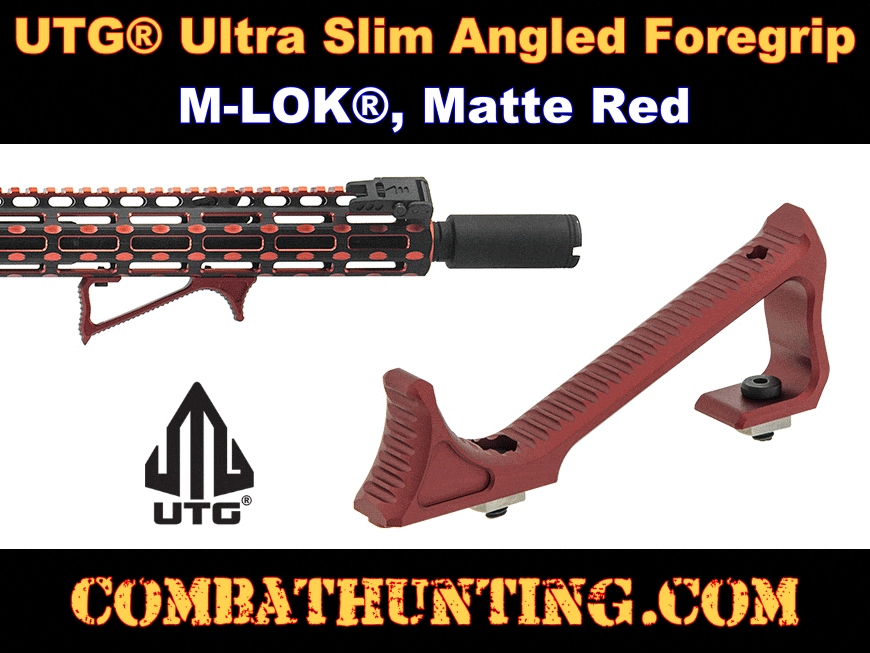 UTG® Ultra Slim Angled Foregrip M-LOK® Matte Red style=