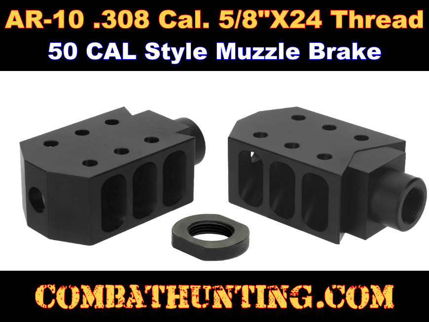 AR-10 .308 Muzzle Brake Compensator 50 Cal Style style=