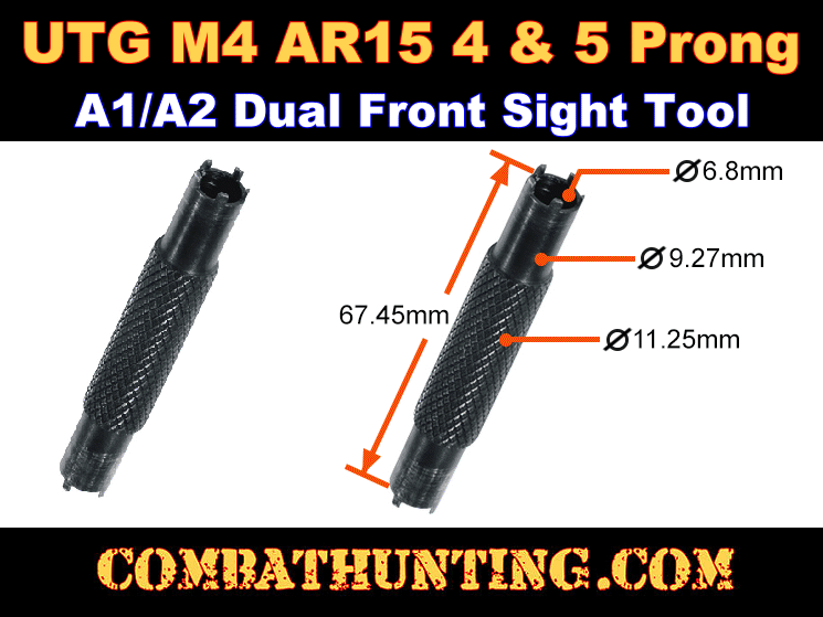 UTG M4, AR15 4 & 5 Prong A1/A2 Dual Front Sight Tool style=