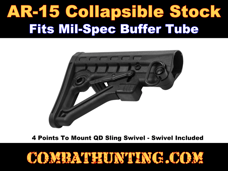 AR-15 Collapsible Stock For Mil-Spec Buffer Tube style=