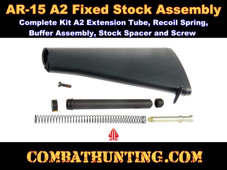 UTG AR-15 Fixed Buttstock, A2 Complete Assembly Kit Black style=