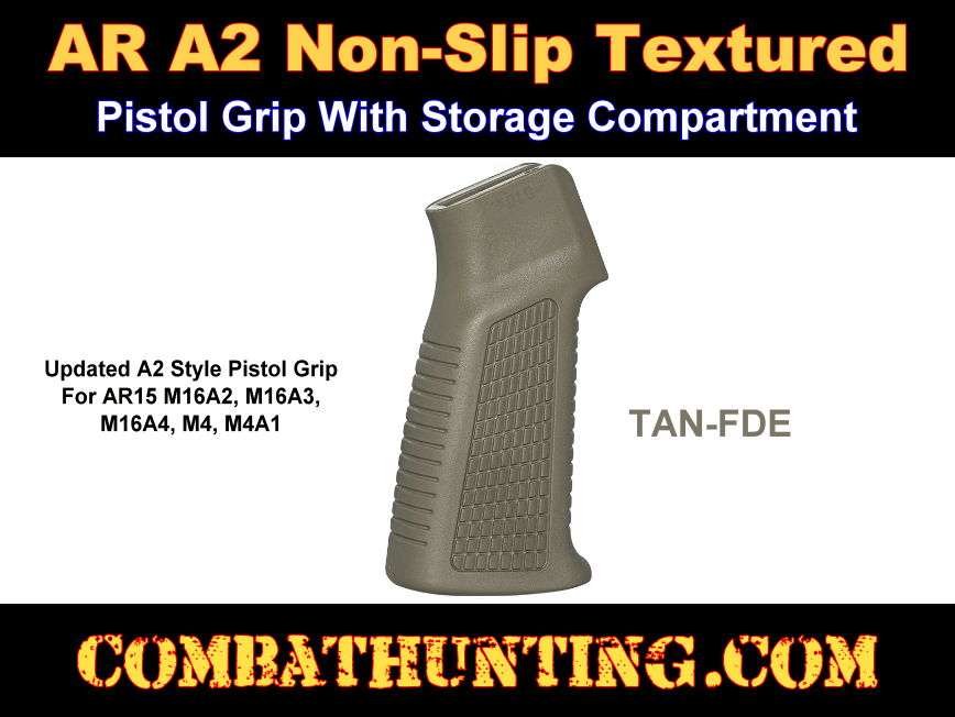 AR-15 A2 Pistol Grip FDE/Tan With Storage style=