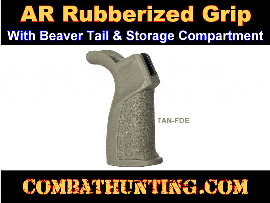 AR-15 Beavertail Pistol Grip With Storage FDE-Tan style=