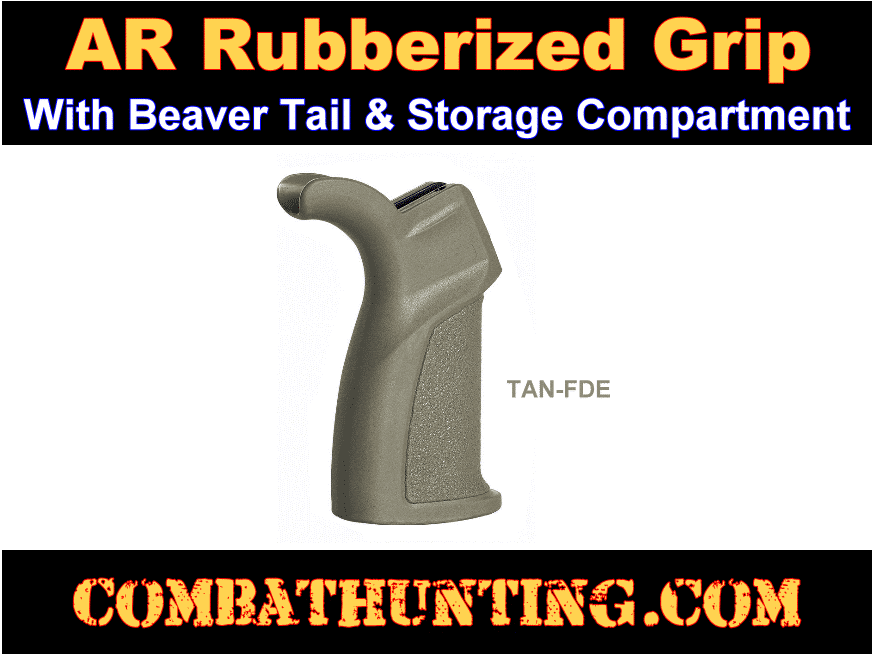 AR-15 Beavertail Pistol Grip With Storage FDE-Tan style=