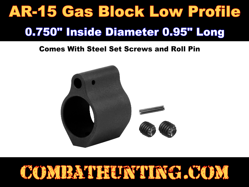 AR15 Low Profile Gas Block Steel With Set Screws .750 style=