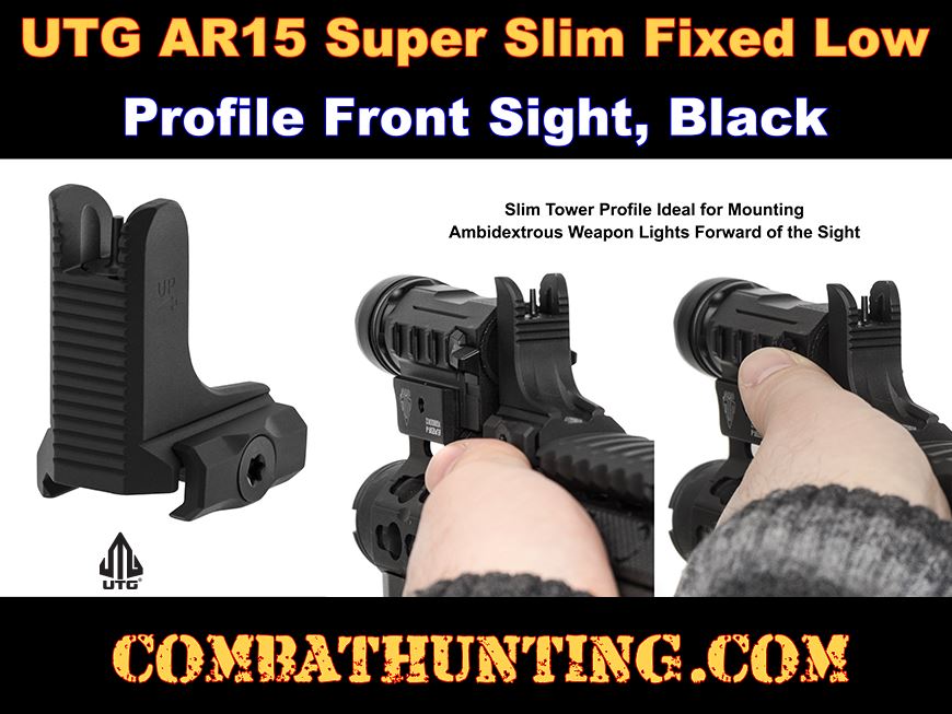 UTG AR15 Super Slim Fixed Low Profile Front Sight Black style=