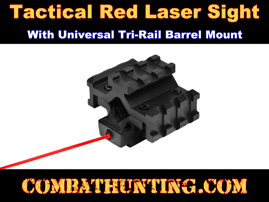 Red Laser Sight With Tri Rail Universal Barrel Mount style=