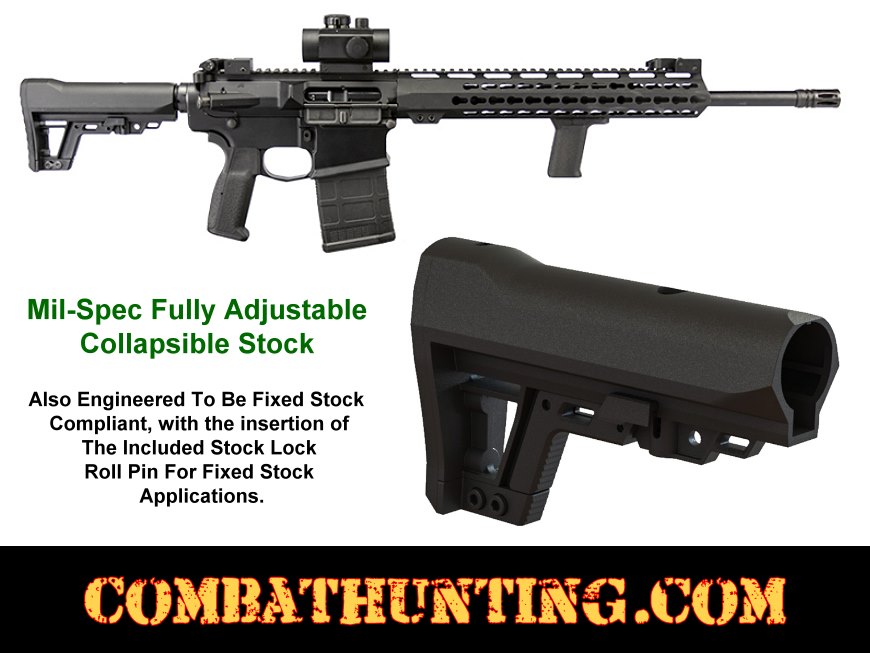 AR-15 M4 Mil-Spec Stock Adjustable Buttstock Can Be Fixed style=
