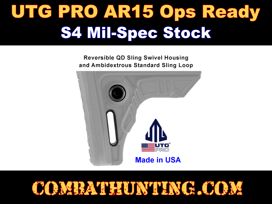 UTG Pro AR-15 Ops Ready S4 Mil-Spec Stock Black style=