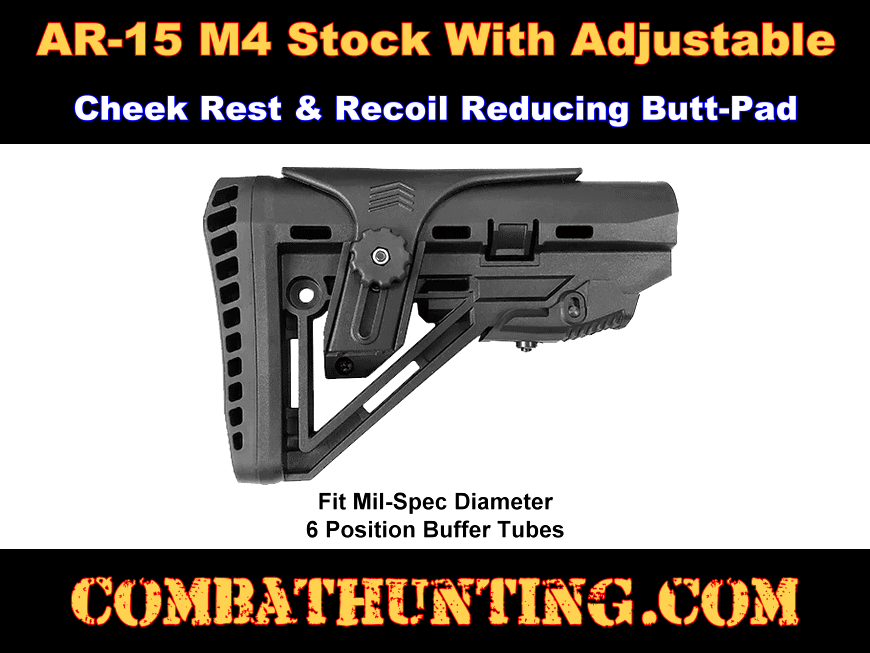 AR-15 Stock With Adjustable Cheek Rest Mil-Spec style=