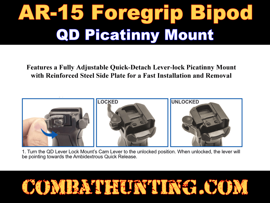 AR-15 Foregrip Bipod Picatinny Mount Vertical Grip Bipod style=