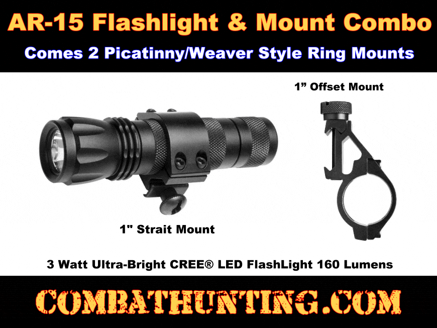 Tactical Flashlight With Picatinny Offset Rail Mount style=