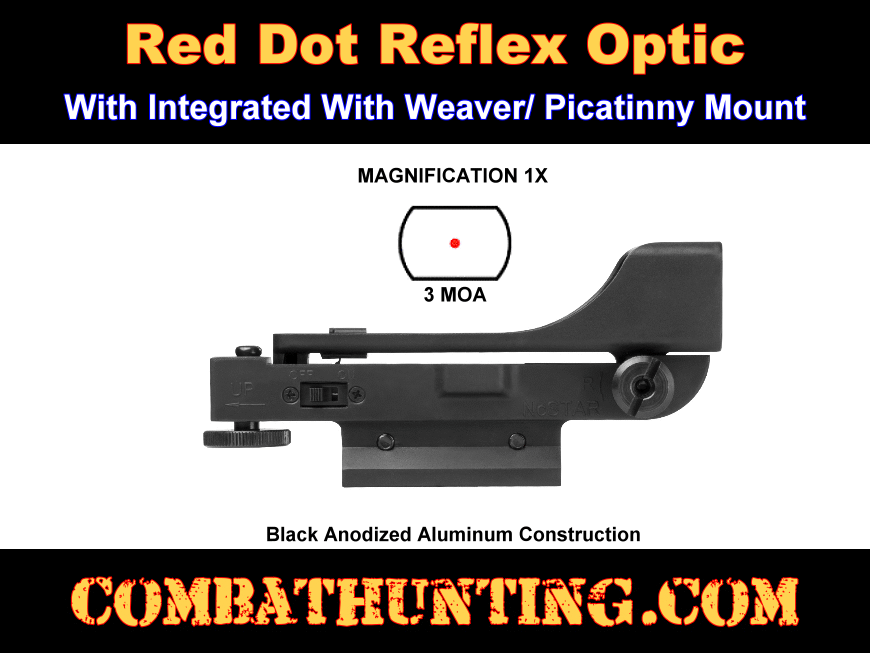 Red Dot Reflex Optic With Weaver Picatinny Mount Black style=