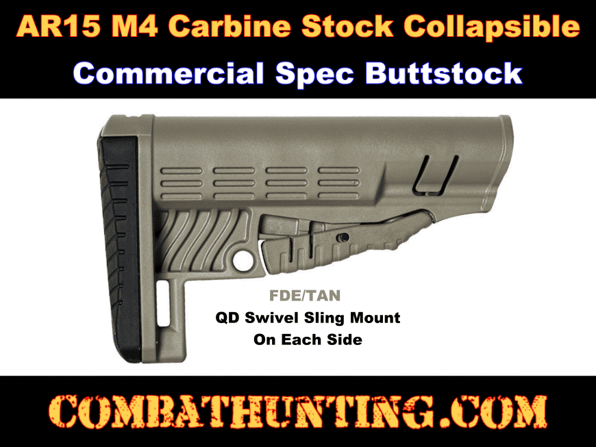 Commercial Spec Buttstock AR15 M4 Carbine Stock Collapsible FDE/Tan style=