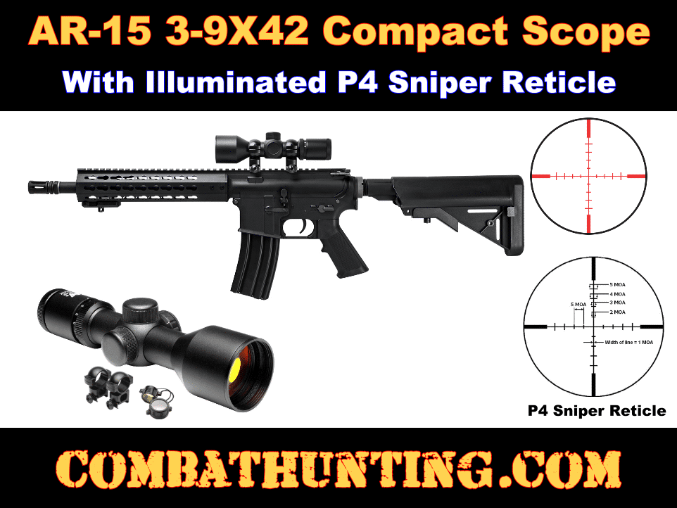 Ncstar Illuminated 3-9X42 P4 Reticle Sniper Rifle Scope style=
