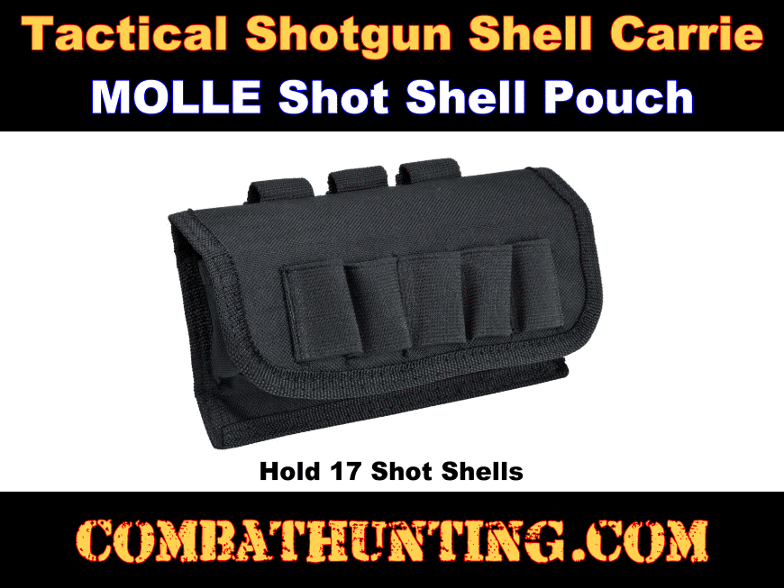 12/20 Gauge 17 Round Shotgun Shotshell Reload Holder Molle Pouch Black style=