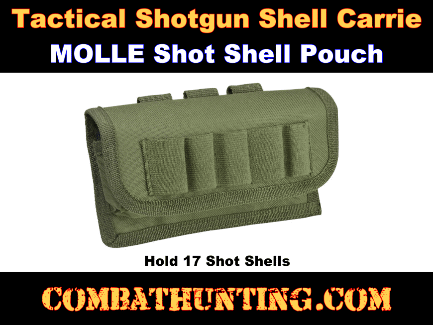 Green 12/20 Gauge 17 Round Shotgun Shotshell Reload Holder Molle Pouch style=