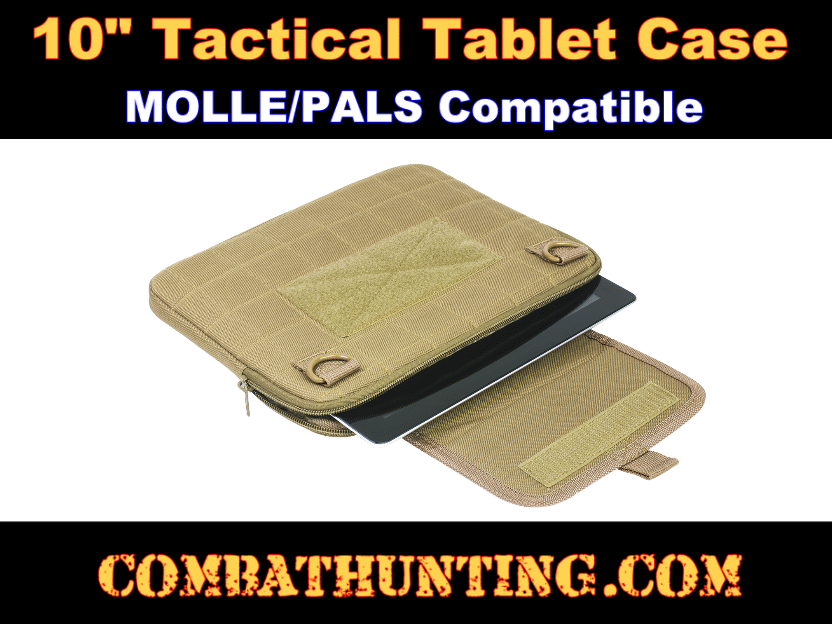 Vism 10in Tactical Tablet Case Tan MOLLE style=
