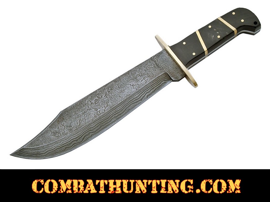 Damascus Steel Bowie Hunting Knife style=