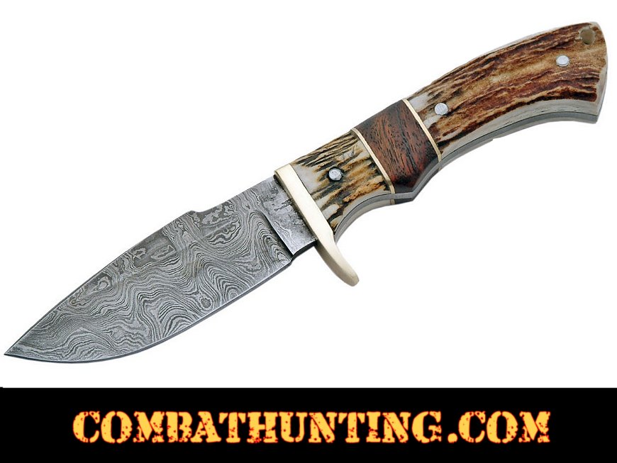 Handmade Damascus Hunting Knife With Sheath style=
