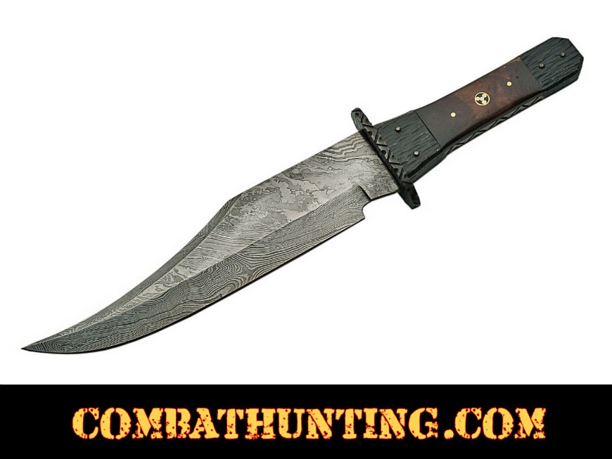Damascus Steel Bone Handle Hunting Knife style=