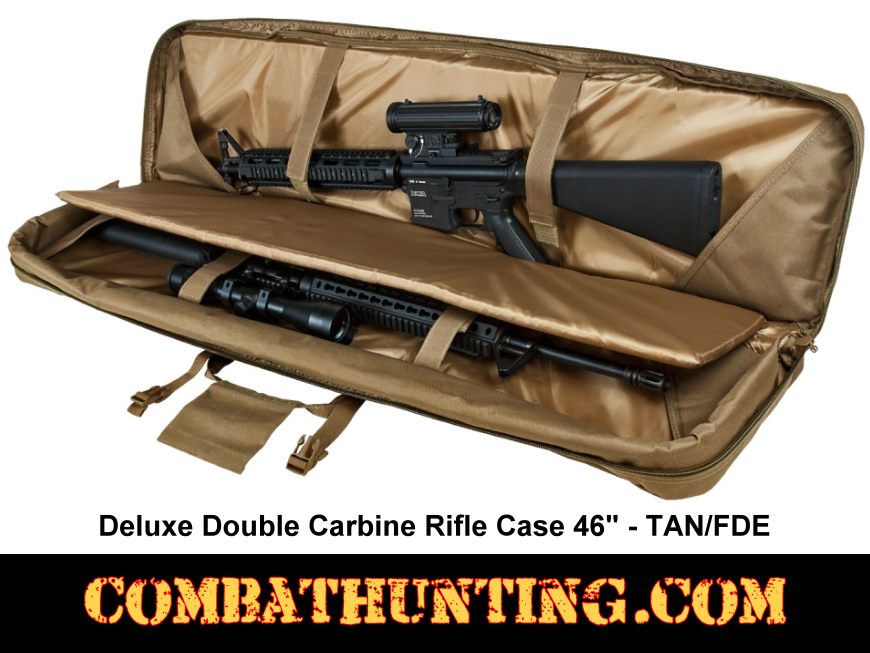 Military Tactical Dual Rifle Backpack Ruckack Shotgun Carbine Gun Bag Case Tan 