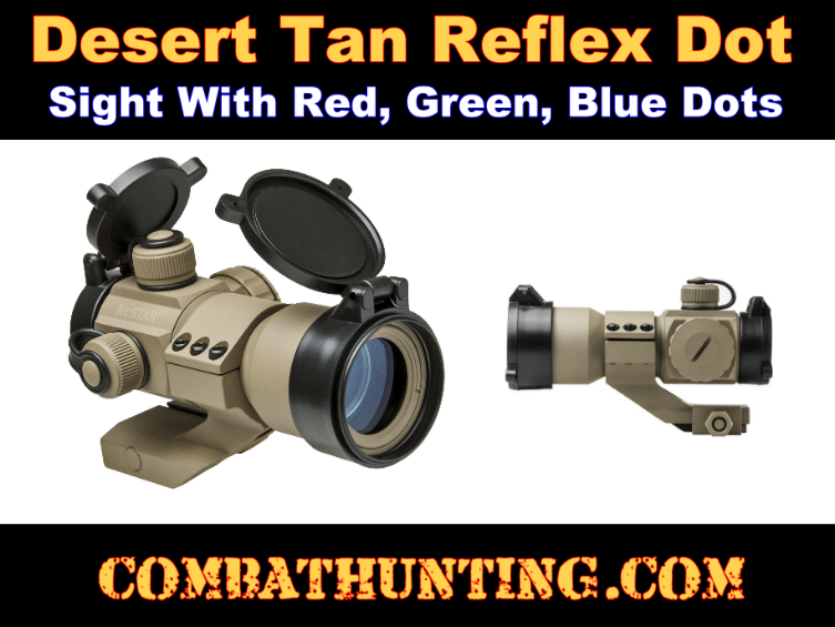 Desert Tan FDE 1x35 Red Green Blue Reflex Dot Sight style=