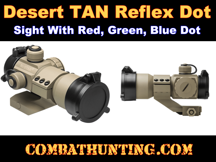 Desert Tan FDE 1x35 Red Green Blue Reflex Dot Sight style=