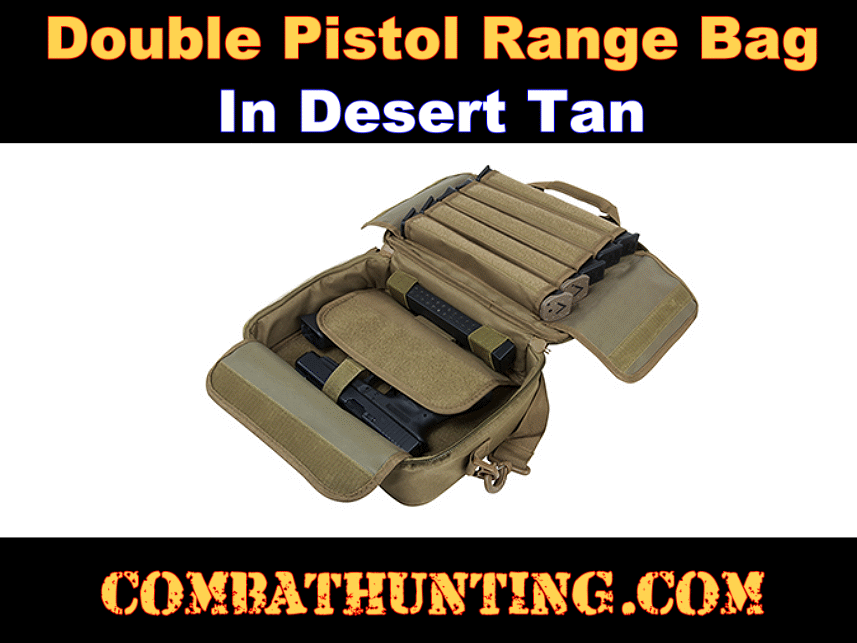 Double Pistol Range Bag Tan style=