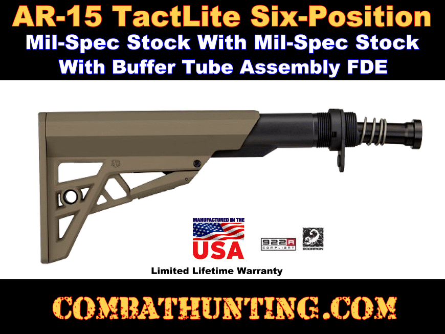 AR-15 Buffer Tube Kit With Stock Mil-Spec ATI TactLite FDE style=
