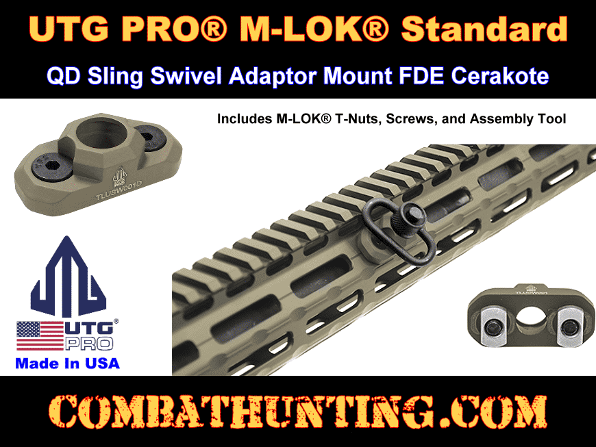 UTG PRO® M-LOK® Standard QD Sling Swivel Adaptor Mount FDE Cerakote style=