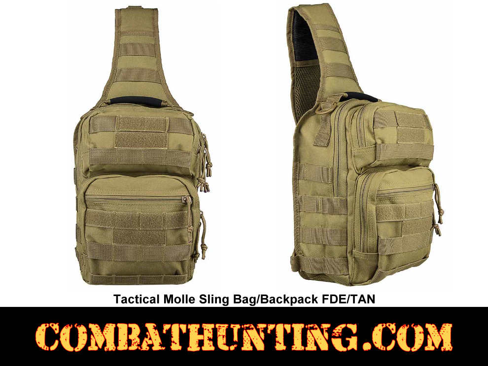 FDE TAN Sling Shoulder Bag Backpack Molle style=